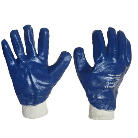 Перчатки рабочие защитные Scaffa NBR1530 хлопковые с нитрильным  покрытием синие  (размер 8, M)