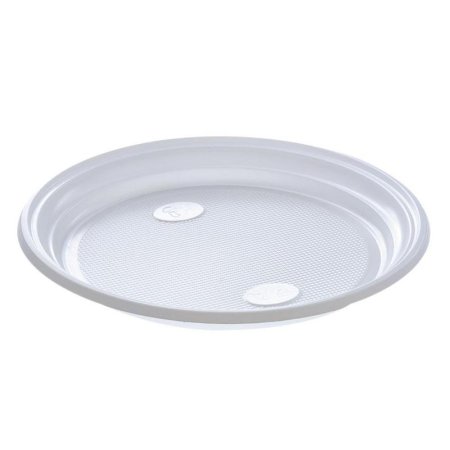Тарелка одноразовая пластиковая 210 мм белая 750 штук в упаковке