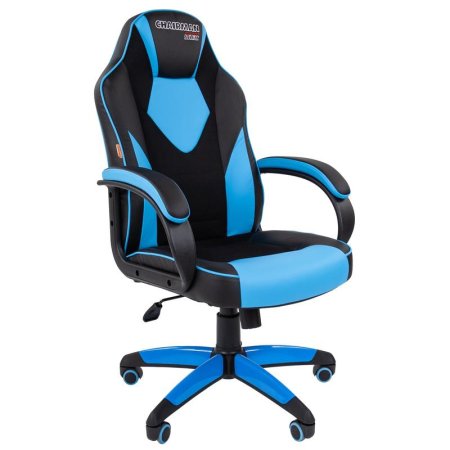 Кресло игровое Chairman Game 17 голубое/черное (экокожа/ткань, пластик)