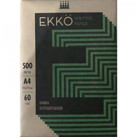 Бумага для пишущих машин EKKO (А4, 60 г/кв.м., белизна 60% CIE, 500  листов)