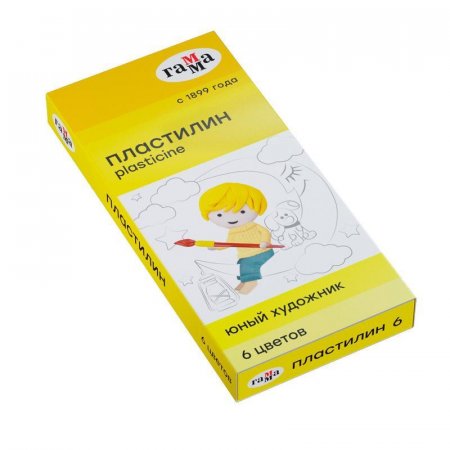Пластилин классический Гамма Юный художник 6 цветов 84 г со стеком Пластилин классический Гамма Юный художник 6 цветов 84 г со стеком