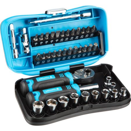 Отвертка реверсивная TOPFORT с насадками 40 штук