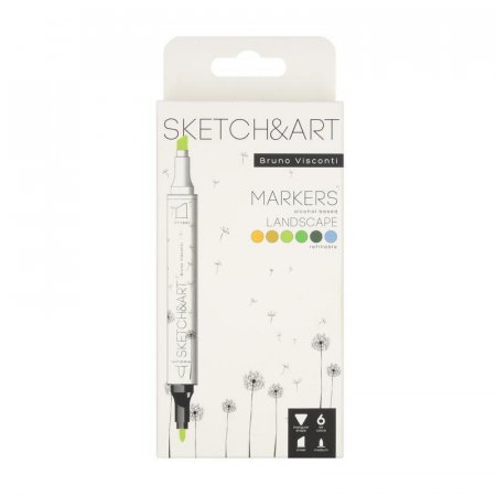 Набор маркеров Sketch&Art Лесной пейзаж двухсторонних 6 цветов (толщина линии 3 мм)