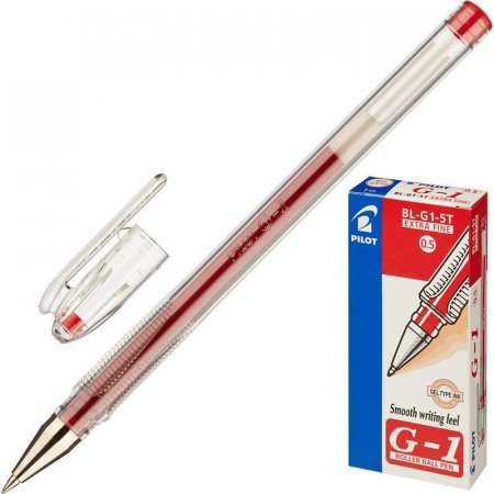 Ручка гелевая Pilot BL-G1-5T красная (толщина линии 0,3 мм)