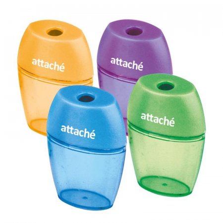 Точилка для карандашей Attache Bright Colours пластиковая с контейнером  цвет ассорти