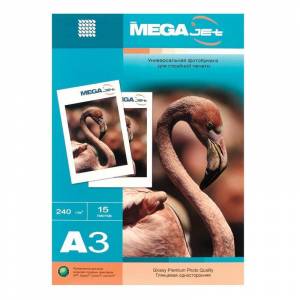 Бумага для цветной струйной печати MEGA Jet Glossy Premium (А3, 240 г/кв.м, глянец, 15 листов)