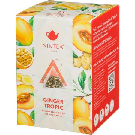 Чай NIKTEA Имбирный Тропик зеленый 15 пакетиков-пирамидок