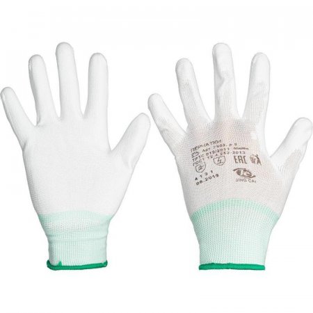 Перчатки рабочие трикотажные нейлоновые с полиуретановым покрытием (размер 8, M)