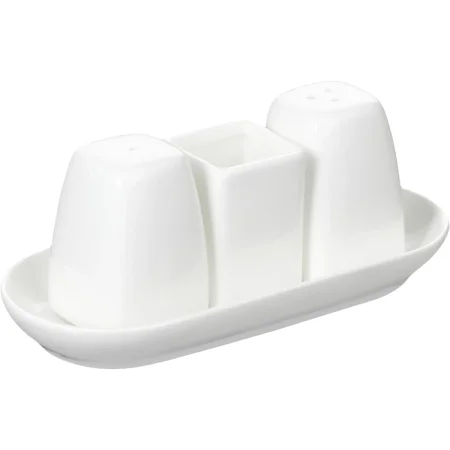 Набор для специй Wilmax White Box 4 предмета (солонка, перечница,  ёмкость для зубочисток, подставка)