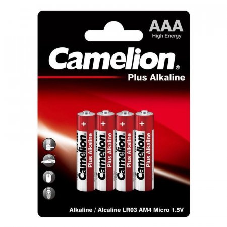 Батарейки Camelion Plus Alkaline мизинчиковые AAA LR03 (4 штуки в  упаковке)