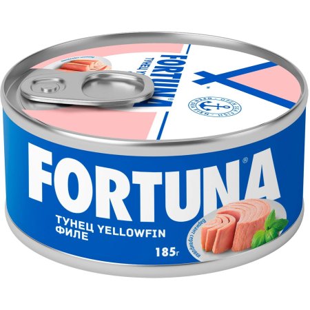 Тунец Fortuna филе yellowfin в собственном соку 185 г Тунец Fortuna филе yellowfin в собственном соку 185 г