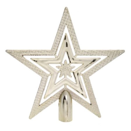 Верхушка елочная звезда пластик золотистая (высота 18.5 см)