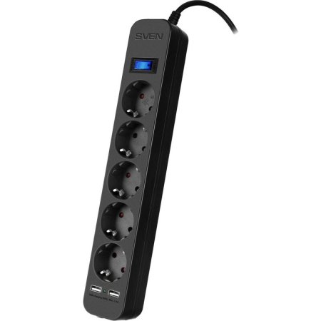 Сетевой фильтр Sven SF-05LU на 5 розеток + 2 USB 1.8 метра (SV-018832)