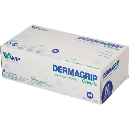 Перчатки медицинские смотровые латексные Dermagrip Classic текстурированные нестерильные неопудренные размер M (100 штук в упаковке)