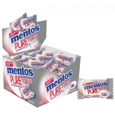 Жевательная резинка Mentos Pure White клубника (100 штук в упаковке)