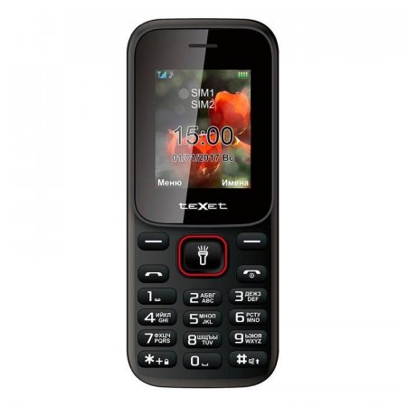 Мобильный телефон teXet ТМ-128 черный/красный