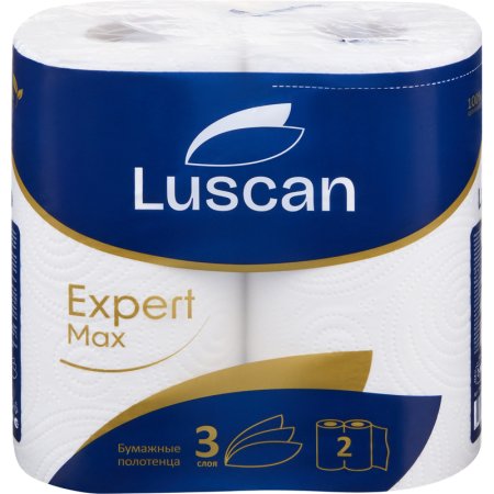 Полотенца бумажные Luscan Expert Mega 3-слойные белые 2 рулона по 18  метров