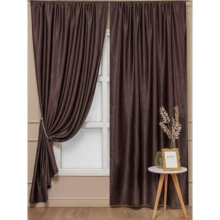 Комплект штор Amore Mio Однотонный софт 42002-023 (2 портьеры 150x270  см) коричневый