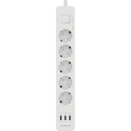 Сетевой фильтр Harper UCH-560 на 5 розеток + 3 USB 3 метра белый  (H00003014)