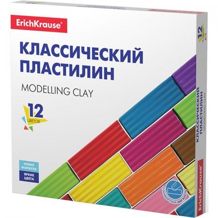 Пластилин классический ErichKrause Basic 12 цветов 192 г