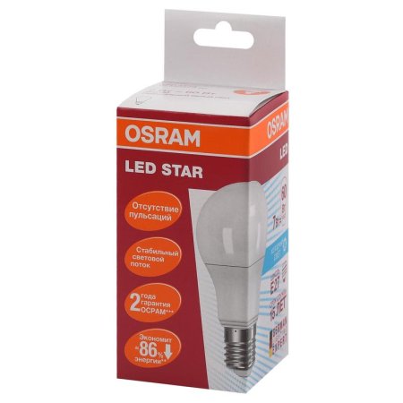 Лампа светодиодная Osram Led Star A груша 7Вт E27 4000K 600Лм 220В  (4058075527652)