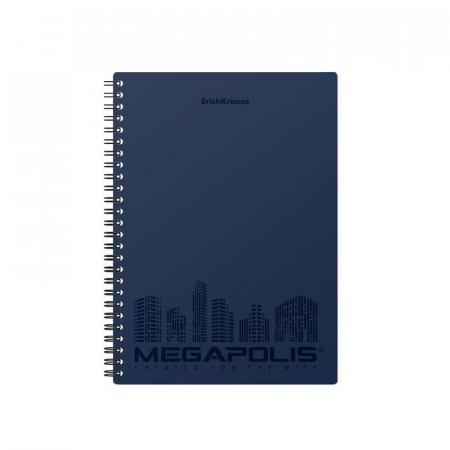 Бизнес-тетрадь ErichKrause Megapolis А5 80 листов синяя в клетку на  спирали (148x210 мм)
