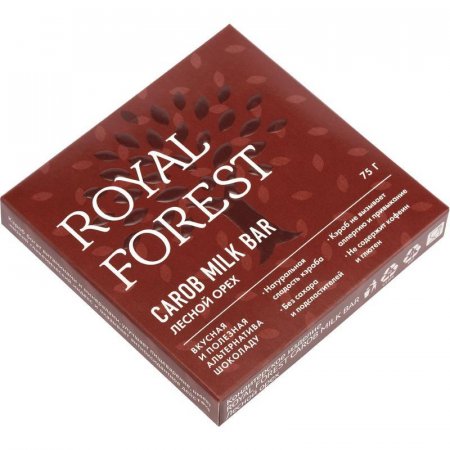 Шоколад кэроб Royal Forest Carob Milk Bar лесной орех 75 г