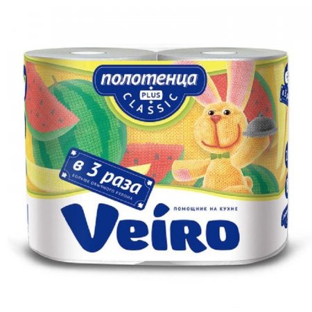 Полотенца бумажные Veiro Classic Plus с тиснением двухслойные (2 рулона по 37,5 метра)