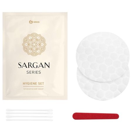 Косметический набор Grass Sargan флоупак (ватные палочки - 3 шт, ватные  диски - 2 шт, пилка - 1 шт, 300 штук в упаковке)