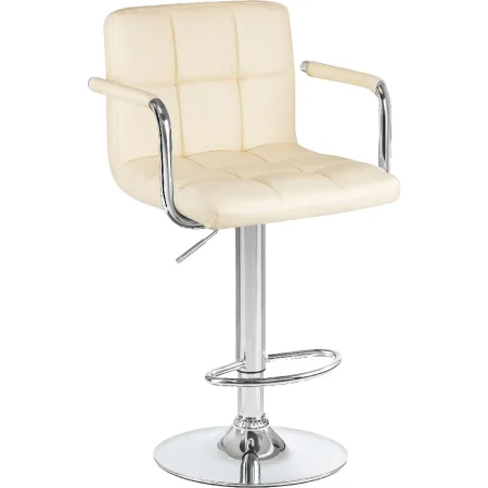 Стул барный Dobrin Kruger arm кремовый/хромированный (искусственная  кожа/металл)