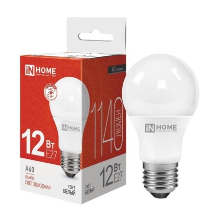 Лампа светодиодная In Home LED-A60-VC груша 12Вт 4000K 1140Лм 220В  4690612020242