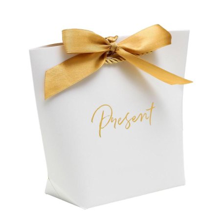 Пакет подарочный бумажный Present белый (21х17х7 см)