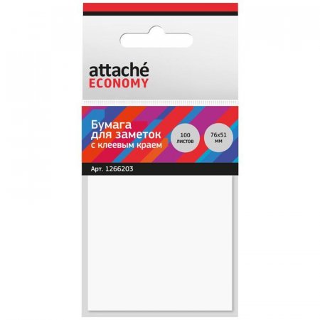 Стикеры Attache Economy 76x51 мм белая (1 блок, 100 листов)