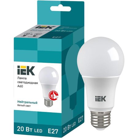 Лампа светодиодная IEK LLE-A60-20-230-40-E27 20 Вт Е27 А 4000 К 2000 Лм  (463151)