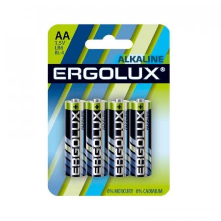 Батарейки Ergolux Alkaline пальчиковые АА LR6 (4 штуки в упаковке)