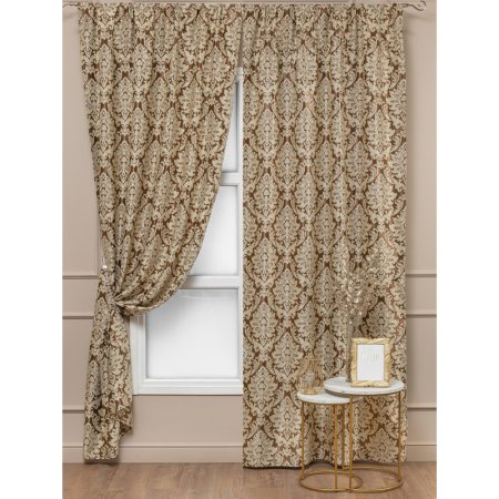 Комплект штор Amore Mio Блэкаут Жаккард (2 портьеры 145х270 см)  коричневый