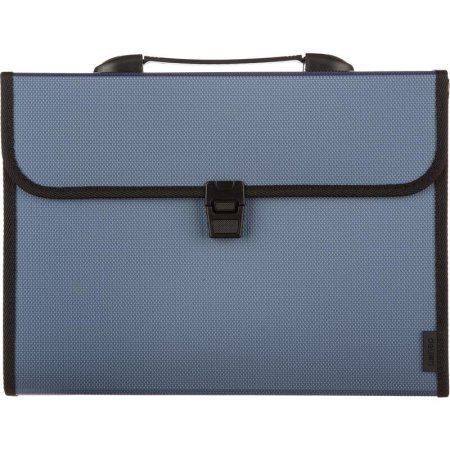 Папка-портфель пластиковая Deli А4 синяя (350x45x270 мм, 13 отделений)