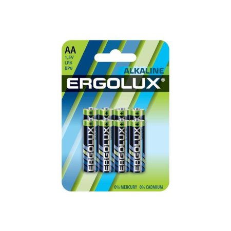Батарейка AA пальчиковая Ergolux (8 штук в упаковке)