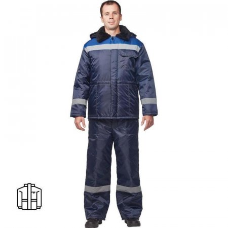 Куртка рабочая зимняя мужская з32-КУ с СОП синяя/васильковая из ткани  оксфорд (размер 64-66, рост 170-176)