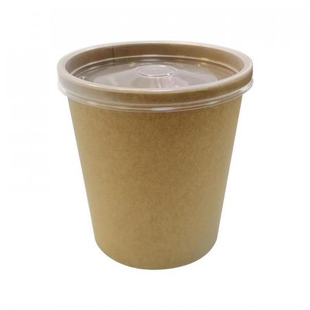 Бумажный контейнер с крышкой Eco Soup 16С Econom для супа/каш/мороженого 445 мл (25 штук в упаковке)