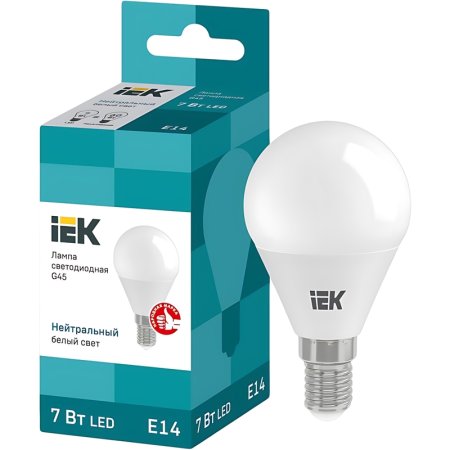 Лампа светодиодная IEK LLE-G45-7-230-40-E14 7 Вт Е14 Р 4000 К 700 Лм  (422019)
