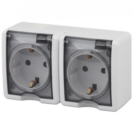 Розетка Эра Эксперт двухместная с заземлением крышкой и защитными  шторками белая (11-2404-01) Розетка Эра Эксперт двухместная с заземлением крышкой и защитными  шторками белая (11-2404-01)