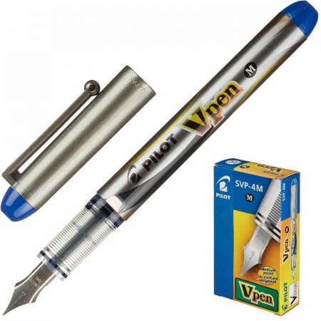 Ручка перьевая Pilot SVP-4M V-Pen серый корпус синяя