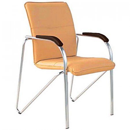 Конференц-кресло Samba silver бежевый/орех (искусственная кожа, металл серебряный)