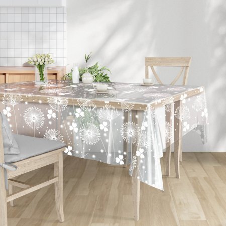 Скатерть клеенка на стол Kitchen World Одуванчики 100х140 см ПВХ  прозрачная