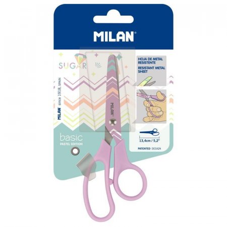 Ножницы детские Milan Basic Pastel Edition сиреневые (134 мм, с эргономичными ручками)
