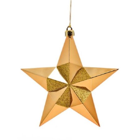 Елочная игрушка Звезда полистирол золотистая (высота 13 см)