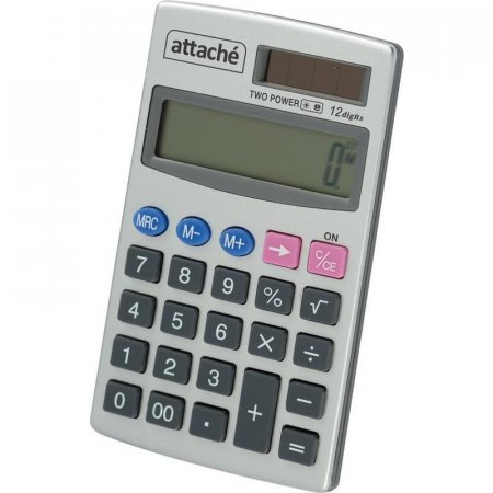 Калькулятор карманный Attache ATC-333-12P 12-разрядный серебристый