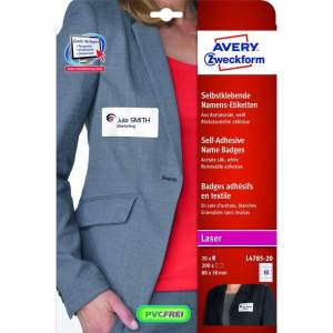 Бейдж Avery Zweckform 80х50 мм самоклеящийся белый, синяя рамка (200 шт.)