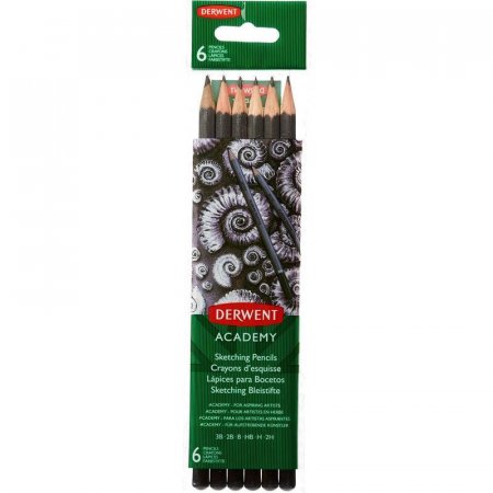 Набор карандашей чернографитных Derwent Academy Sketching Hang Pack 6 штук 2H-3B